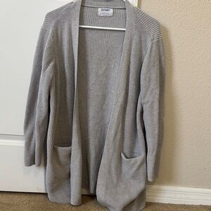 Old Navy Light Gray Open-Front Ribbed Cardigan